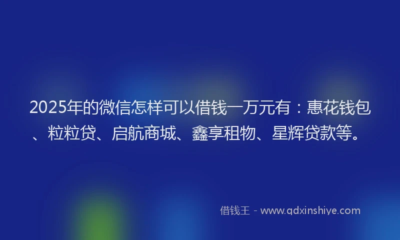 2025年的微信怎样可以借钱一万元有：惠花钱包、粒粒贷、启航商城、鑫享租物、星辉贷款等。