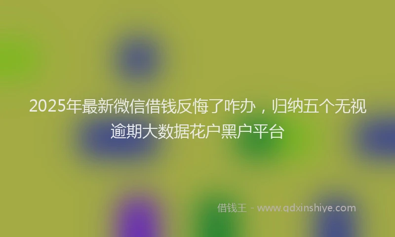 2025年最新微信借钱反悔了咋办，归纳五个无视逾期大数据花户黑户平台