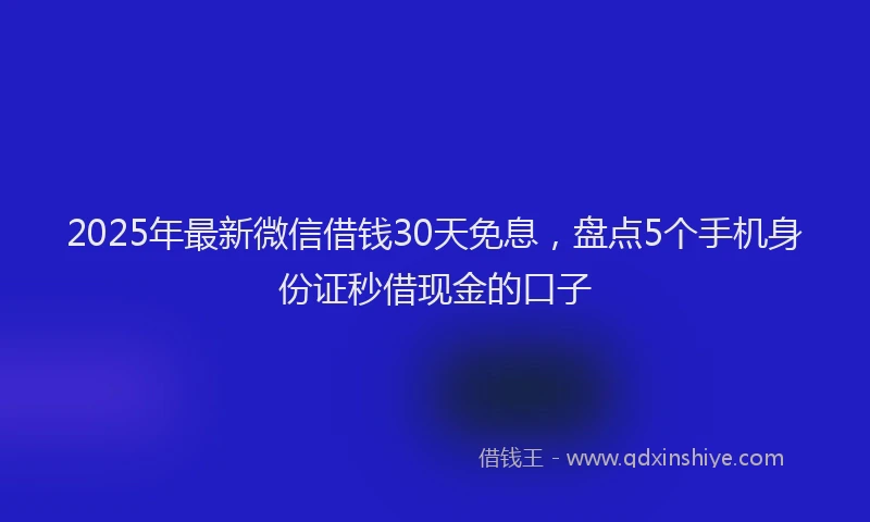 2025年最新微信借钱30天免息，盘点5个手机身份证秒借现金的口子