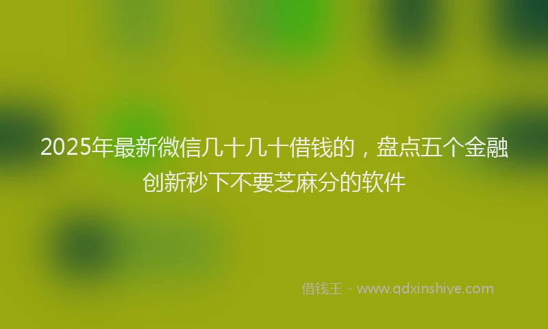 2025年最新微信几十几十借钱的，盘点五个金融创新秒下不要芝麻分的软件