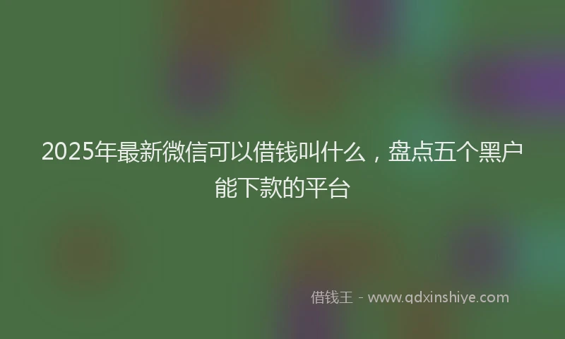 2025年最新微信可以借钱叫什么，盘点五个黑户能下款的平台