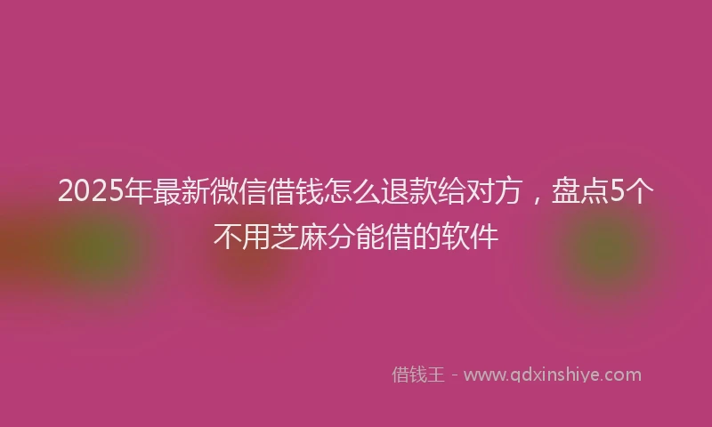 2025年最新微信借钱怎么退款给对方，盘点5个不用芝麻分能借的软件