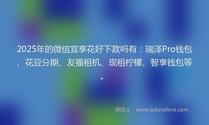 2025年的微信宜享花好下款吗有：瑞泽Pro钱包、花豆分期、友福租机、现租柠檬、智享钱包等。