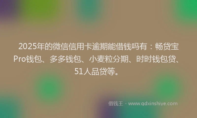 2025年的微信信用卡逾期能借钱吗有：畅贷宝Pro钱包、多多钱包、小麦粒分期、时时钱包贷、51人品贷等。