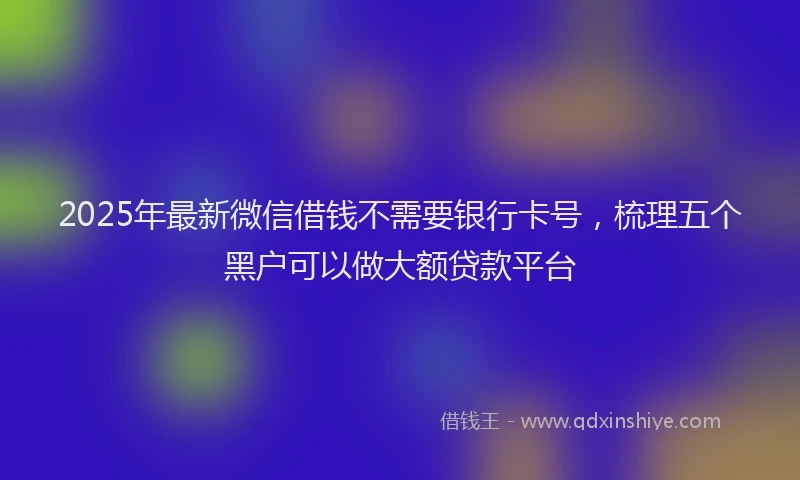 2025年最新微信借钱不需要银行卡号，梳理五个黑户可以做大额贷款平台