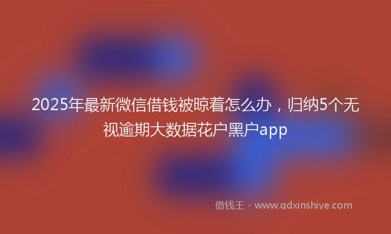 2025年最新微信借钱被晾着怎么办，归纳5个无视逾期大数据花户黑户app