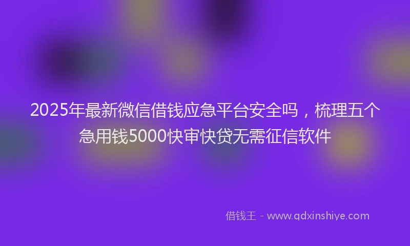 2025年最新微信借钱应急平台安全吗，梳理五个急用钱5000快审快贷无需征信软件