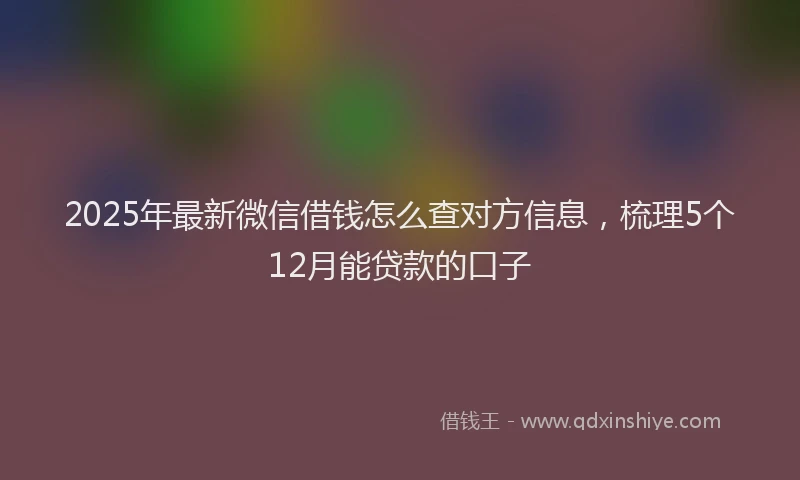 2025年最新微信借钱怎么查对方信息，梳理5个12月能贷款的口子