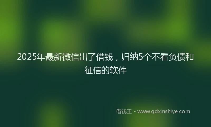 2025年最新微信出了借钱，归纳5个不看负债和征信的软件