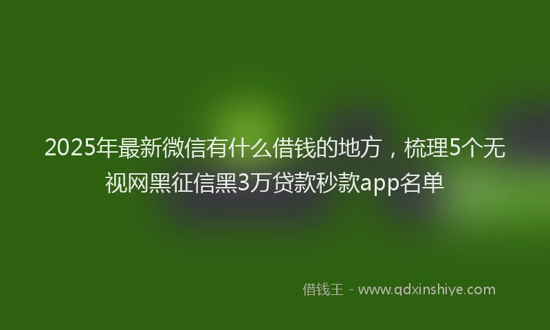 2025年最新微信有什么借钱的地方，梳理5个无视网黑征信黑3万贷款秒款app名单