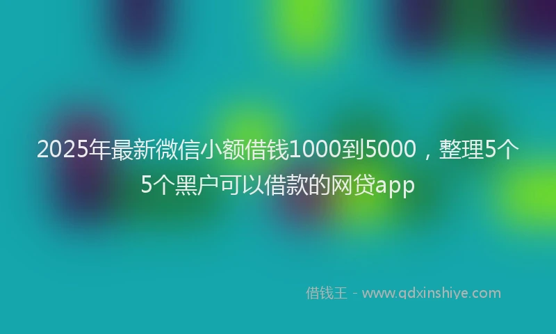 2025年最新微信小额借钱1000到5000，整理5个5个黑户可以借款的网贷app