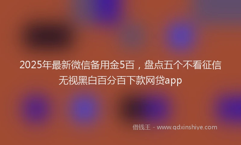 2025年最新微信备用金5百，盘点五个不看征信无视黑白百分百下款网贷app