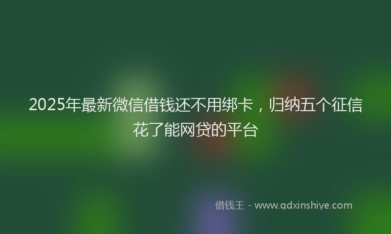 2025年最新微信借钱还不用绑卡，归纳五个征信花了能网贷的平台