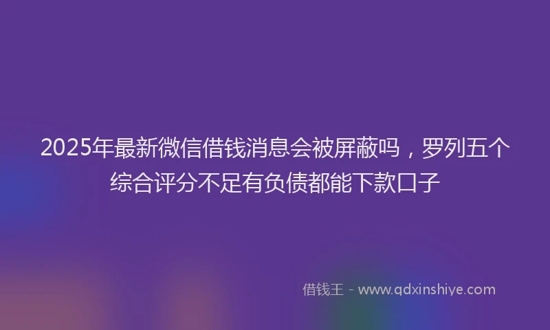 2025年最新微信借钱消息会被屏蔽吗，罗列五个综合评分不足有负债都能下款口子