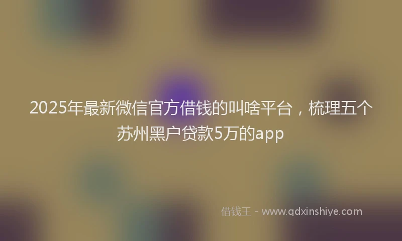 2025年最新微信官方借钱的叫啥平台，梳理五个苏州黑户贷款5万的app