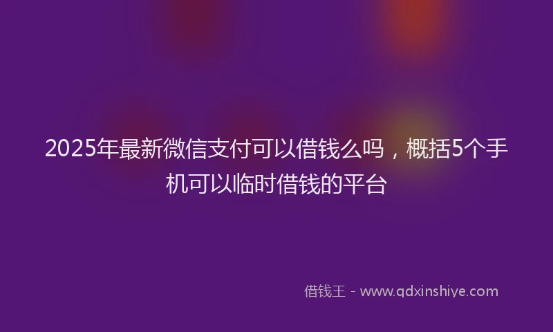 2025年最新微信支付可以借钱么吗，概括5个手机可以临时借钱的平台