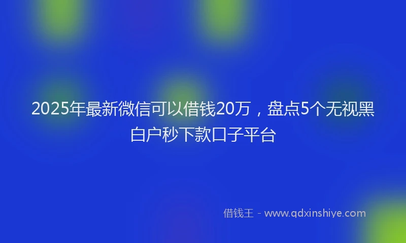 2025年最新微信可以借钱20万，盘点5个无视黑白户秒下款口子平台