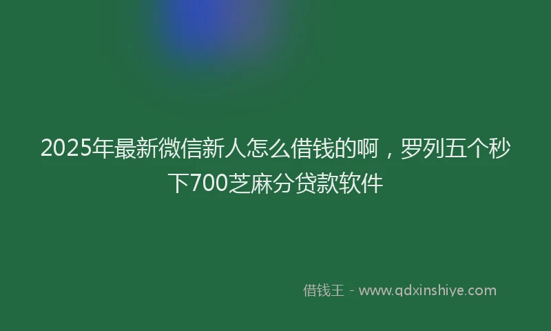 2025年最新微信新人怎么借钱的啊，罗列五个秒下700芝麻分贷款软件