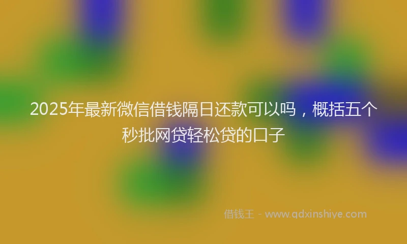 2025年最新微信借钱隔日还款可以吗，概括五个秒批网贷轻松贷的口子