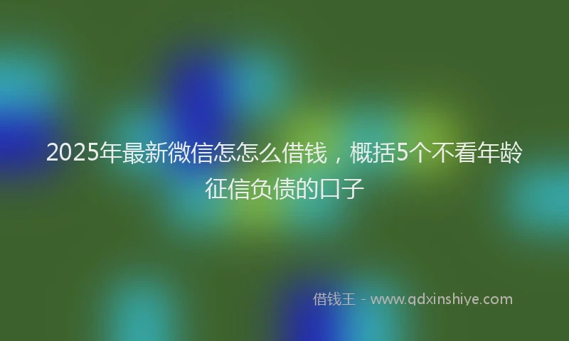 2025年最新微信怎怎么借钱，概括5个不看年龄征信负债的口子