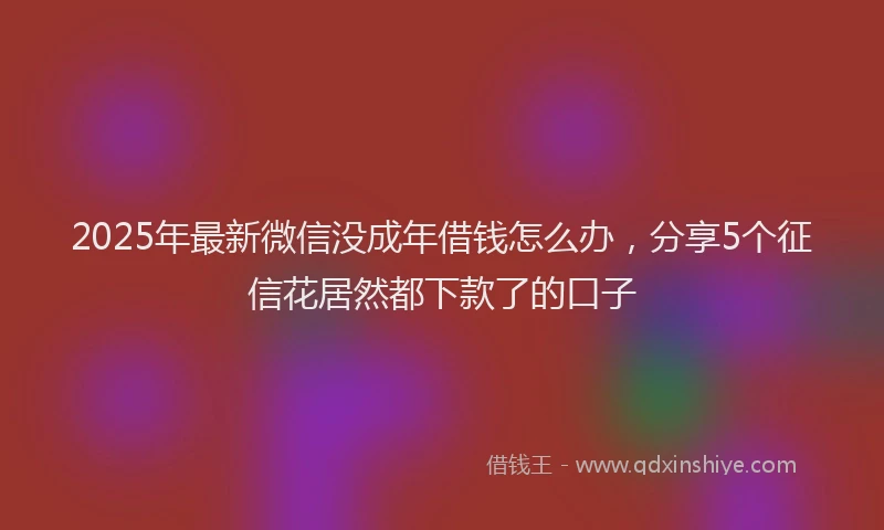 2025年最新微信没成年借钱怎么办，分享5个征信花居然都下款了的口子