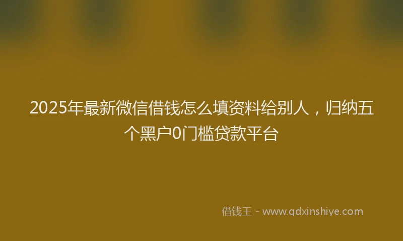2025年最新微信借钱怎么填资料给别人，归纳五个黑户0门槛贷款平台