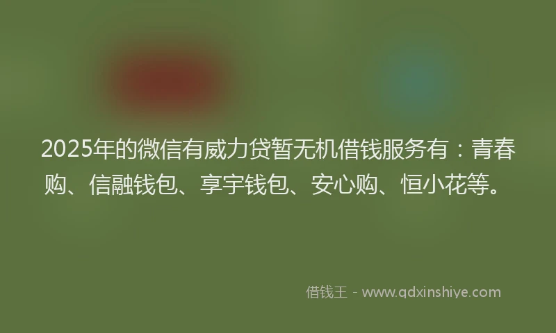 2025年的微信有威力贷暂无机借钱服务有：青春购、信融钱包、享宇钱包、安心购、恒小花等。