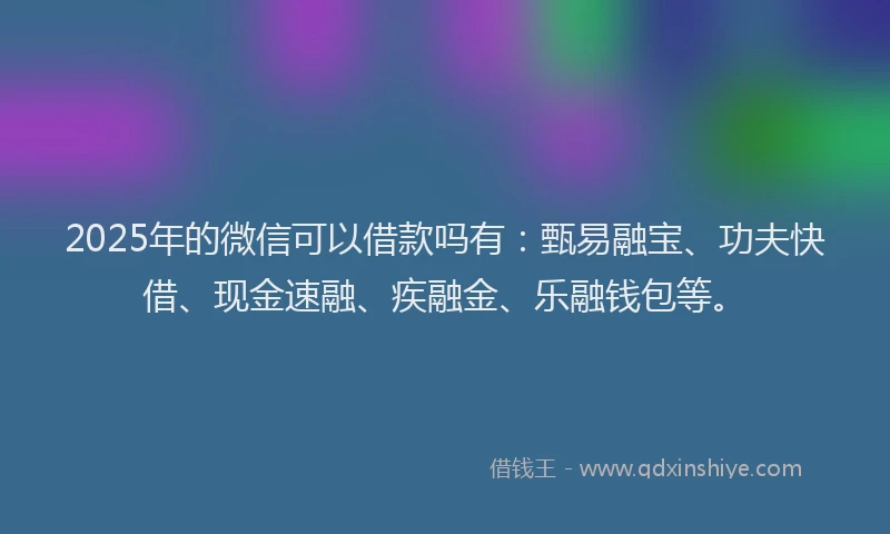 2025年的微信可以借款吗有：甄易融宝、功夫快借、现金速融、疾融金、乐融钱包等。