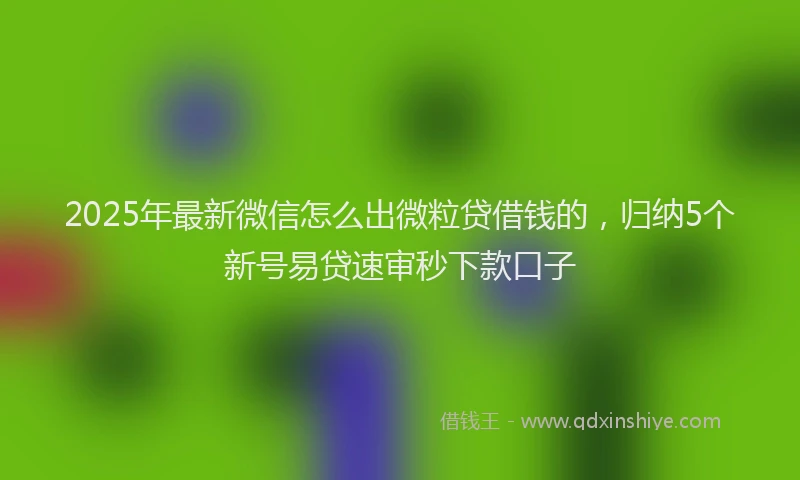 2025年最新微信怎么出微粒贷借钱的，归纳5个新号易贷速审秒下款口子
