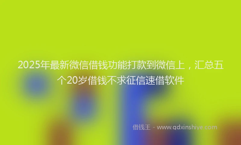 2025年最新微信借钱功能打款到微信上，汇总五个20岁借钱不求征信速借软件