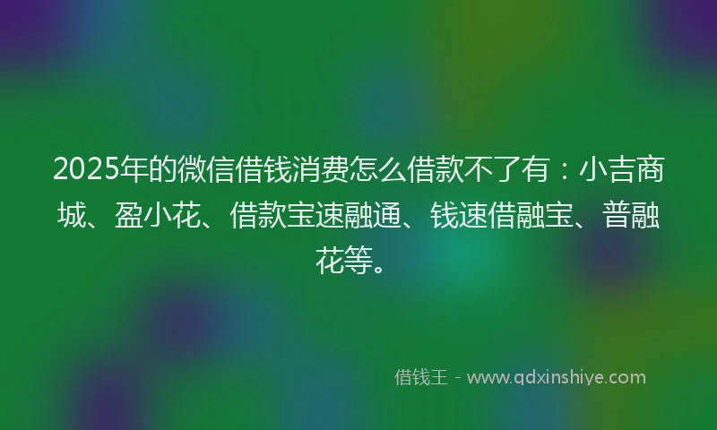 2025年的微信借钱消费怎么借款不了有：小吉商城、盈小花、借款宝速融通、钱速借融宝、普融花等。