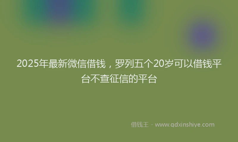 2025年最新微信借钱，罗列五个20岁可以借钱平台不查征信的平台