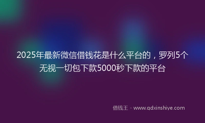 2025年最新微信借钱花是什么平台的，罗列5个无视一切包下款5000秒下款的平台