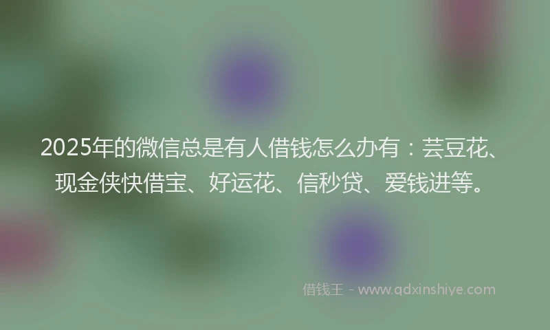 2025年的微信总是有人借钱怎么办有：芸豆花、现金侠快借宝、好运花、信秒贷、爱钱进等。