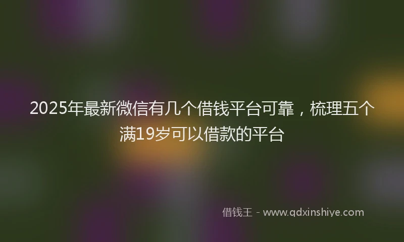 2025年最新微信有几个借钱平台可靠，梳理五个满19岁可以借款的平台
