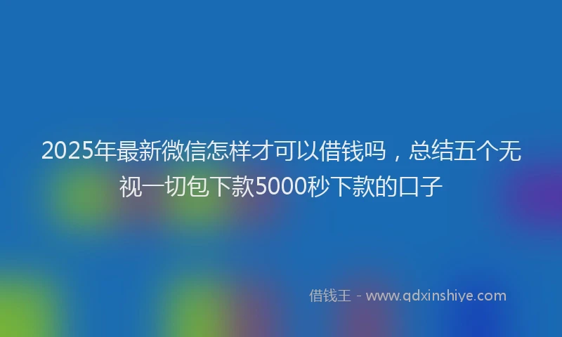 2025年最新微信怎样才可以借钱吗，总结五个无视一切包下款5000秒下款的口子