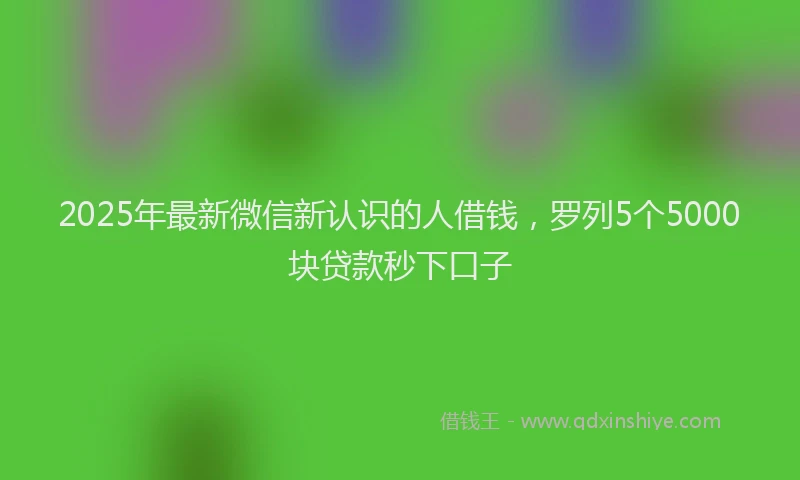 2025年最新微信新认识的人借钱，罗列5个5000块贷款秒下口子