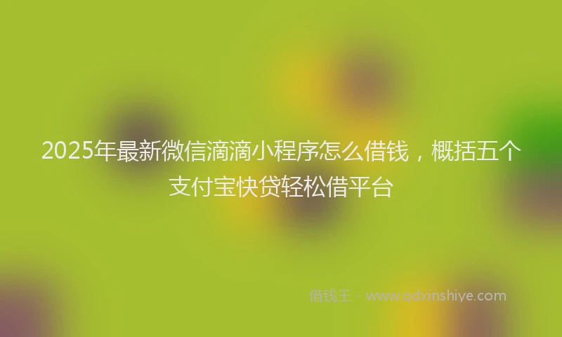 2025年最新微信滴滴小程序怎么借钱，概括五个支付宝快贷轻松借平台