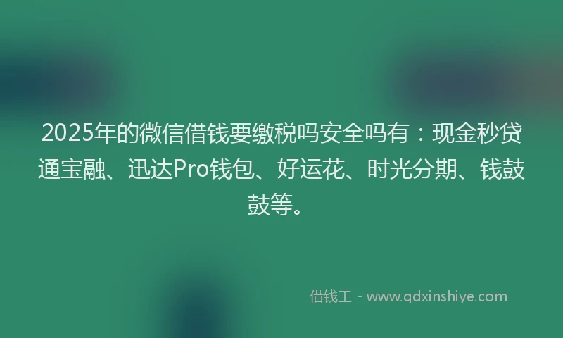 2025年的微信借钱要缴税吗安全吗有：现金秒贷通宝融、迅达Pro钱包、好运花、时光分期、钱鼓鼓等。