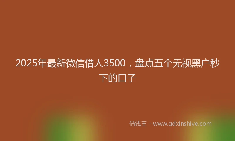 2025年最新微信借人3500，盘点五个无视黑户秒下的口子