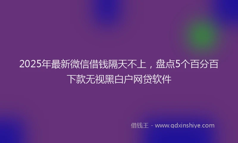 2025年最新微信借钱隔天不上，盘点5个百分百下款无视黑白户网贷软件