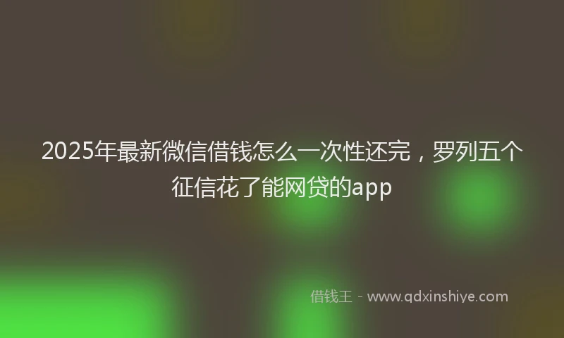 2025年最新微信借钱怎么一次性还完，罗列五个征信花了能网贷的app