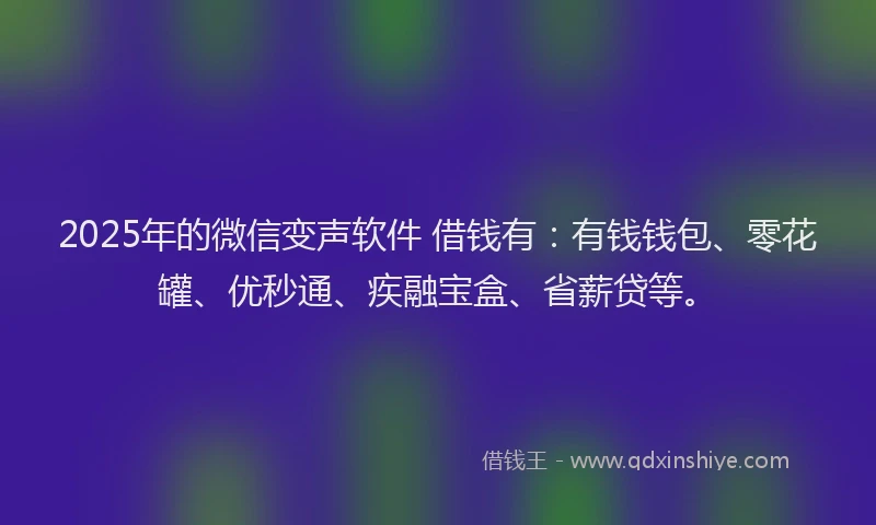 2025年的微信变声软件 借钱有：有钱钱包、零花罐、优秒通、疾融宝盒、省薪贷等。