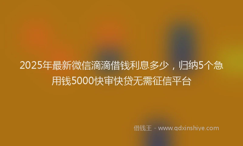 2025年最新微信滴滴借钱利息多少，归纳5个急用钱5000快审快贷无需征信平台
