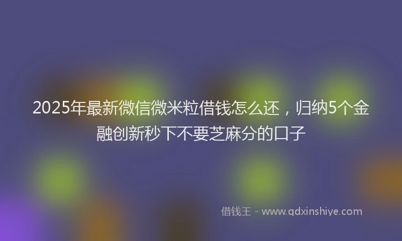 2025年最新微信微米粒借钱怎么还，归纳5个金融创新秒下不要芝麻分的口子