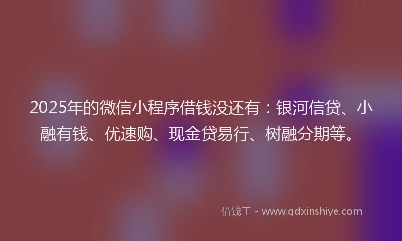 2025年的微信小程序借钱没还有：银河信贷、小融有钱、优速购、现金贷易行、树融分期等。