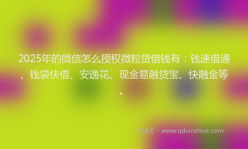 2025年的微信怎么授权微粒贷借钱有：钱速借通、钱袋快借、安逸花、现金易融贷宝、快融金等。