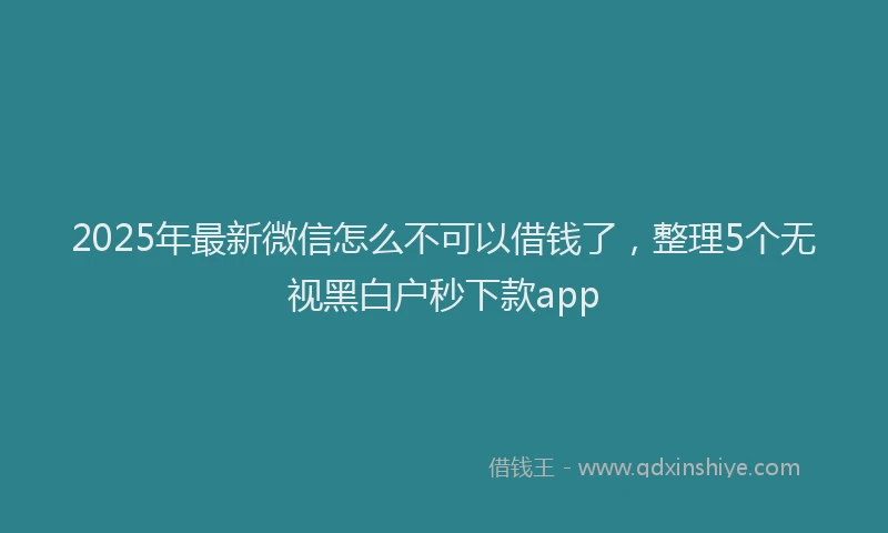 2025年最新微信怎么不可以借钱了，整理5个无视黑白户秒下款app