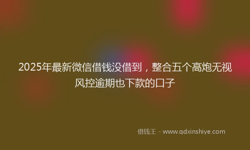 2025年最新微信借钱没借到，整合五个高炮无视风控逾期也下款的口子
