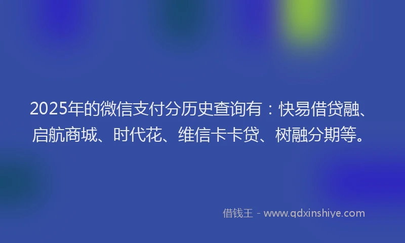 2025年的微信支付分历史查询有：快易借贷融、启航商城、时代花、维信卡卡贷、树融分期等。